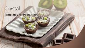  Presentation with kiwi - Audience pleasing theme consisting of kiwi-chocolates-with-grated-coconuts backdrop and a soft green colored foreground
