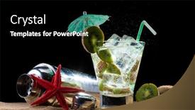  Presentation with kiwi - Slide deck featuring kiwi cocktail on the sand over black background background and a black colored foreground