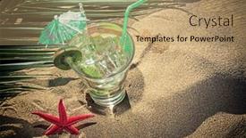  Presentation with kiwi - Presentation theme featuring kiwi-cocktail-on-the-sand background and a coral colored foreground