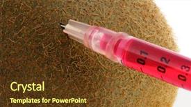  Presentation with genetic modified organism - PPT theme consisting of kiwi conceptual photo of genetic background and a tawny brown colored foreground