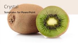 Presentation with kiwi fruit - Colorful theme enhanced with kiwi fruit on a white background backdrop and a coral colored foreground