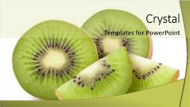  Presentation with kiwi fruit - Audience pleasing slide deck consisting of kiwi fruit sliced segments isolated backdrop and a  colored foreground