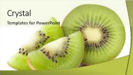 Presentation with kiwi - PPT layouts featuring kiwi fruit sliced segments isolated background and a blonde colored foreground