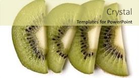  Presentation with kiwi fruit - Presentation theme with kiwi fruit slices isolated over white background closeup half of kiwi slice kiwifruit slice flatlay flat lay top view background and a blonde colored foreground