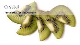  Presentation with kiwi fruit - Theme consisting of kiwi-fruit-slices-isolated background and a white colored foreground