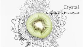  Presentation with kiwi - Cool new PPT theme with kiwi-half-against-background backdrop and a white colored foreground