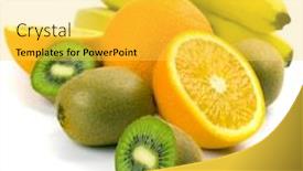  Presentation with kiwi - Presentation theme featuring kiwi-oranges-and-bananas-sloseup background and a yellow colored foreground
