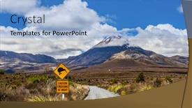  Presentation with new zealand - Presentation theme with kiwi-sign-near-the-road background and a light blue colored foreground
