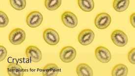  Presentation with pop art - Presentation design enhanced with kiwi slices pattern on green background and a yellow colored foreground
