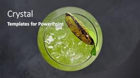  Presentation with kiwi - Colorful PPT theme enhanced with kiwi-spritz-cocktail-dark-stone backdrop and a dark gray colored foreground