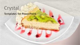  Presentation with kiwi - Slide set having kiwi-tasty-cake-close-up background and a blonde colored foreground