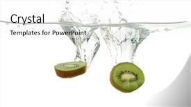  Presentation with water splash - Cool new slides with kiwis making a splash into water on a white background backdrop and a white colored foreground