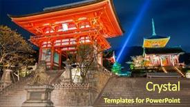  Presentation with kyoto - PPT layouts with kiyomizu-dera buddhist temple background and a tawny brown colored foreground