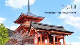 Presentation with japan cherry blossom - Slides consisting of kiyomizu-dera-temple-clean-water background and a light blue colored foreground
