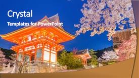  Presentation with mormon temples - Presentation theme with kiyomizu-dera temples niomon gate background and a cobalt blue colored foreground