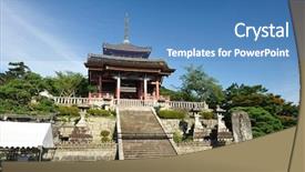  Presentation with kyoto - Theme featuring kiyomizu temple in kyoto japan background and a teal colored foreground