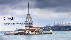  Presentation with strait - Slide deck enhanced with kiza - maidens tower also known background and a sky blue colored foreground