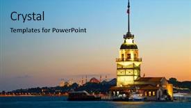  Presentation with istanbul - Presentation having kiza - maiden's tower kiz kulesi istanbul background and a light blue colored foreground