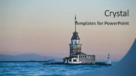  Presentation with tower - Beautiful theme featuring kiza - maiden's tower or kiz kulesi backdrop and a lemonade colored foreground