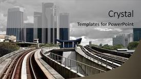  Presentation with malaysia buildings kuala lumpur - PPT theme having kl tower - cityscape with railway and high background and a light gray colored foreground