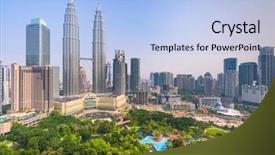  Presentation with kuala lumpur malaysia skyline - Colorful presentation theme enhanced with kl tower - kuala lumpur malaysia downtown city backdrop and a light blue colored foreground