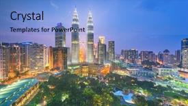  Presentation with kuala lumpur malaysia skyline - Slide set consisting of kl tower - kuala lumpur malaysia park background and a light blue colored foreground