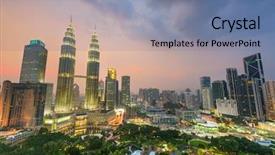  Presentation with kuala lumpur malaysia skyline - Presentation theme featuring kl tower - kuala lumpur malaysia skyline background and a seafoam green colored foreground