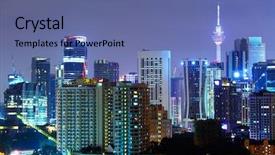  Presentation with kuala lumpur - Cool new PPT theme with kl tower - kuala lumpur skyline backdrop and a ocean colored foreground