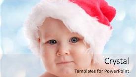  Presentation with baby christmas - Amazing PPT theme having klaus - baby in a christmas hat backdrop and a coral colored foreground