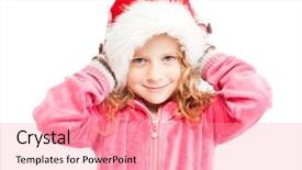  Presentation with hat - Colorful slides enhanced with klaus - girl in santa hat child backdrop and a coral colored foreground