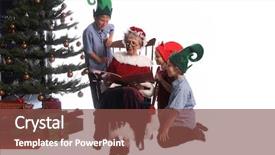  Presentation with children story - PPT theme consisting of klaus - group of children gathered background and a tawny brown colored foreground