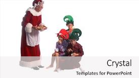  Presentation with christmas elf - Beautiful presentation design featuring klaus - mrs santa claus passing backdrop and a white colored foreground
