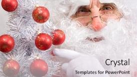  Presentation with christmas tree - PPT theme consisting of klaus - portrait of santa claus background and a lemonade colored foreground