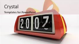  Presentation with new year - Theme consisting of klaus - red watch - counter background and a lemonade colored foreground