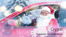  Presentation with new year - PPT layouts enhanced with klaus - santa claus driving car background and a lemonade colored foreground