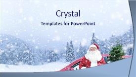  Presentation with animated christmas tree - Colorful PPT layouts enhanced with klaus - santa claus with christmas tree backdrop and a sky blue colored foreground