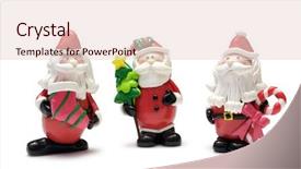  Presentation with jolly - Presentation theme having klaus - three jolly santa ornaments isolated background and a lemonade colored foreground