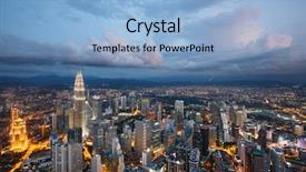  Presentation with kuala lumpur - PPT theme featuring klcc - kuala lumpur city at dusk background and a light blue colored foreground