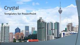  Presentation with kuala lumpur - Colorful slide set enhanced with klcc - kuala lumpur downtown backdrop and a light blue colored foreground