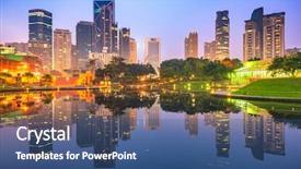  Presentation with kuala lumpur - Cool new PPT theme with klcc - kuala lumpur malaysia cityscape backdrop and a ocean colored foreground