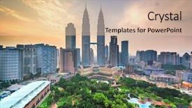  Presentation with malaysia - Audience pleasing PPT theme consisting of klcc - kuala lumpur malaysia park backdrop and a lemonade colored foreground