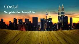  Presentation with kuala lumpur - PPT layouts enhanced with klcc - view from balcony kuala lumpur background and a ocean colored foreground