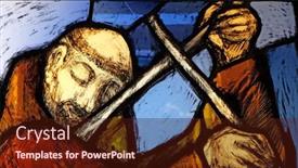  Presentation with stained glass - Beautiful presentation theme featuring kleinostheim-germany-june-08-2015 backdrop and a wine colored foreground