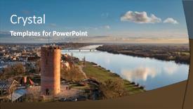  Presentation with poland - Theme with klimek-tower-in-grudzi-dz background and a teal colored foreground