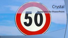  Presentation with limit - Presentation theme having km h speed limit sign background and a light blue colored foreground
