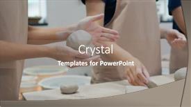  Presentation with pottery - Audience pleasing slide set consisting of kneading-clay-material-before-making backdrop and a coral colored foreground