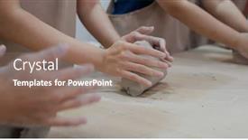  Presentation with pottery - Slides having kneading-clay-material-before-making background and a coral colored foreground