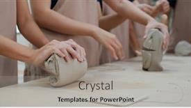  Presentation with pottery - Cool new presentation theme with kneading-clay-material-before-making backdrop and a light gray colored foreground