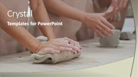  Presentation with pottery - Presentation theme with kneading-clay-material-before-making background and a violet colored foreground