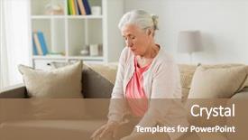  Presentation with old age - Theme enhanced with knee - old age health problem people background and a coral colored foreground